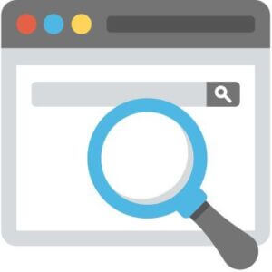 Graphic of magnifying glass searching on computer screen